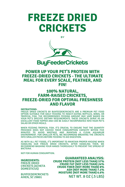 Freeze Dried Acheta Domesticus Crickets (Net WT. 8 oz) - BuyFeederCrickets.com