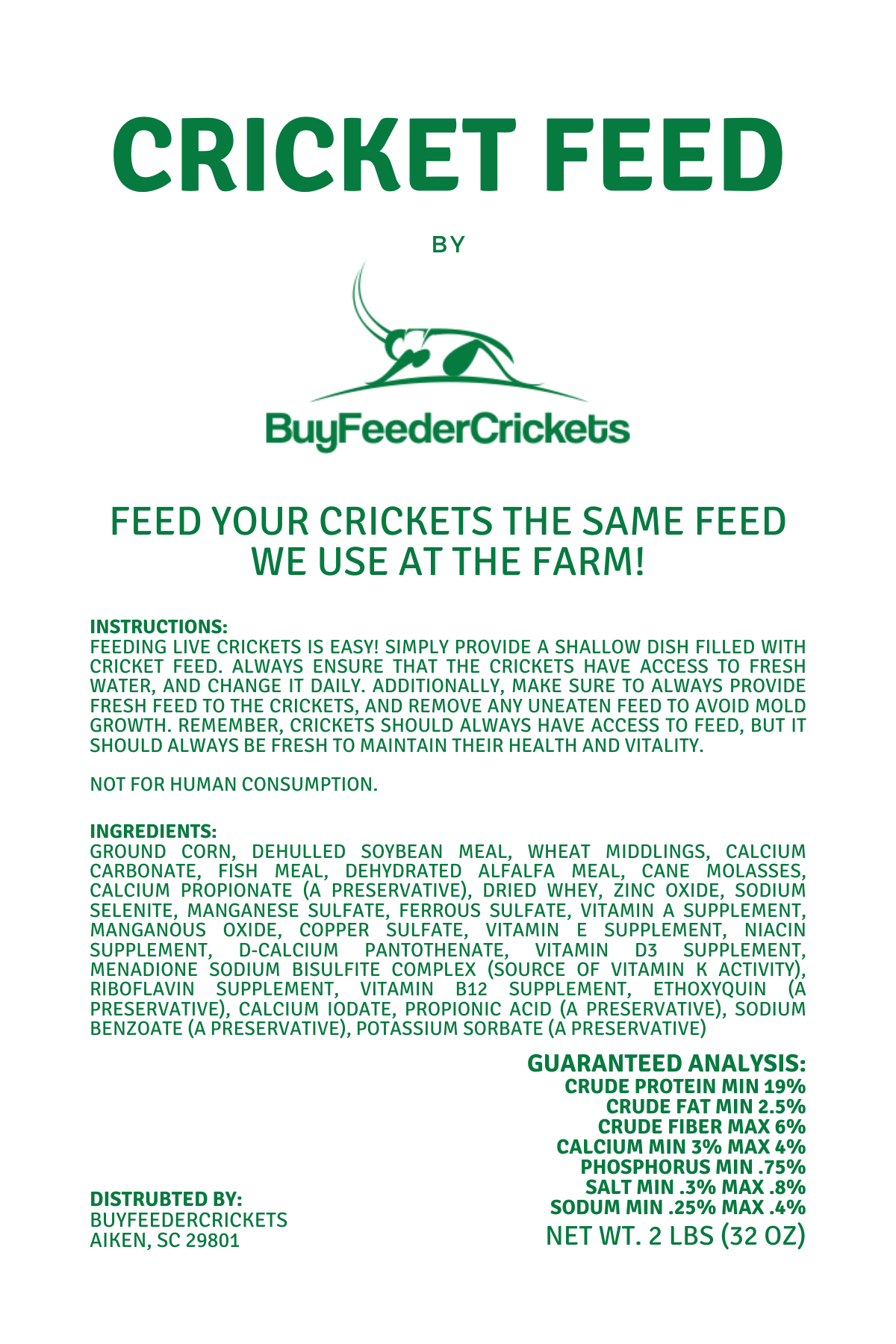 Cricket Feed (2 Pounds) - BuyFeederCrickets.com